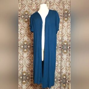 🦄 Size 4X Torrid Duster; Light Sweater with Shirred Half Sleeves, Peacock Blue